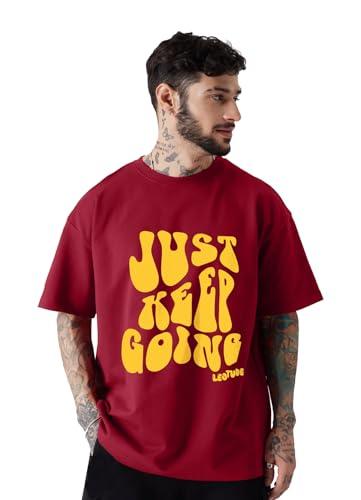 leotude oversized cottonblend half sleeve printed round neck men's tshirt (fs49_going_49_p_maroon_3xl)