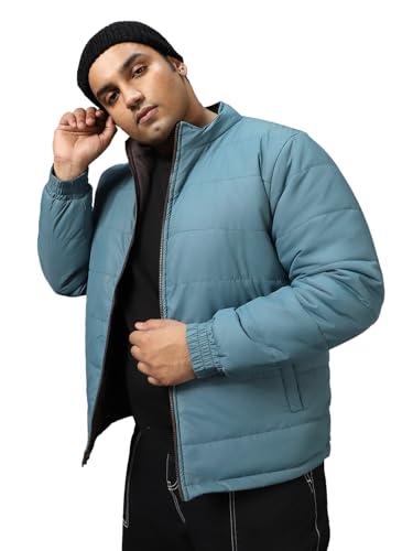 bewakoof men's solid regular fit plus size jacket_596371_blue_4xl