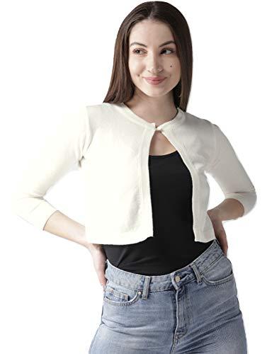 style quotient women solid off white cotton smart casual crop shrug