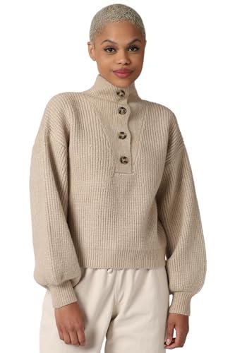 forever 21 women's rayon round neck sweater (441505_beige