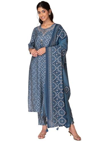 indya women's muslin kurta sets (icd00604_blue_xl)