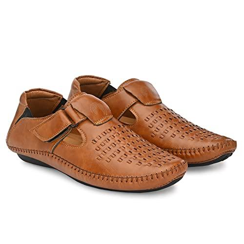 rising wolf synthetic leather sandal for mens (tan, numeric_9)