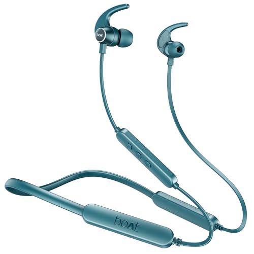 boat rockerz 255 pro+ bluetooth in ear neckband with upto 60 hours playback, asap charge, ipx7, dual pairing and bluetooth v5.2(teal green)