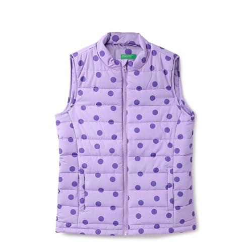 united colors of benetton girl's regular fit polka dot print jacket (size: 6-7 years)-23a2jacksl54i902