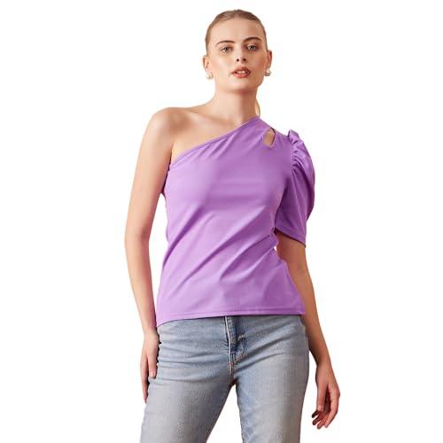 rare women's solid regular fit blouse (ep7077d_lavender xl)