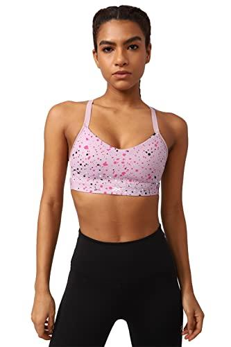 reebok women's lux strappy yoga aop workout bra (hn7671-xs, infused lilac, xs)