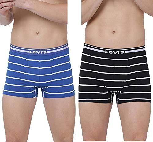 levi's men's pure cotton #006-trunk-asst-p2 regular striped trunks (pack of 2) (200 sf-006_assorted_s)