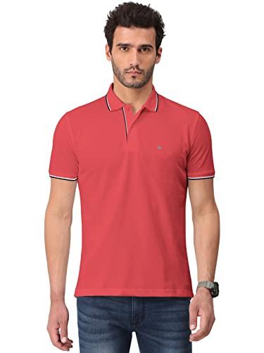 bullmer men's solid half sleeve cotton blended polo tshirts - red/xx-large