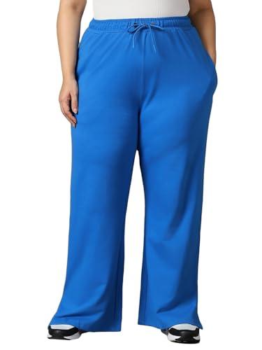 bewakoof air 1.0 women's solid regular fit plus size trousers_604236_blue_6xl