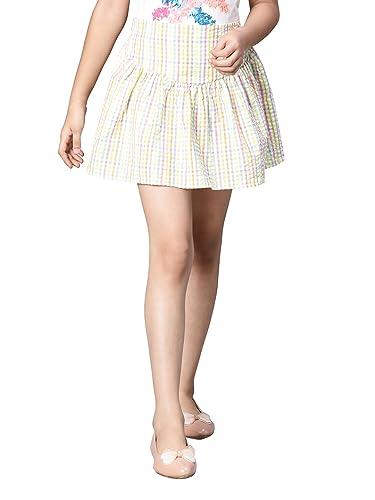 oxolloxo girl check print multicolor elasticated cotton skirt