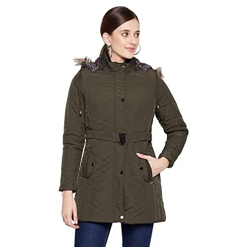 duke stardust women full sleeve jacket (sdz1963_bottle green_m)