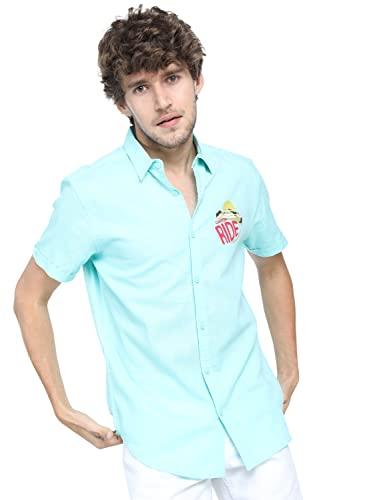 ketch men's slim fit shirt (khsh000682_bleached aqua