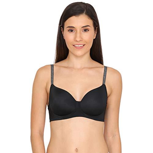 zivame women's nylon, spandex padded wire free t shirt bra (zi10x2-black_32b_black_32b)