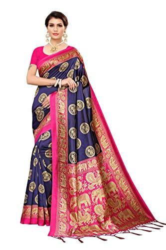 florence women's art silk saree, blouse (fl-ssc-chota haathi navy blue)