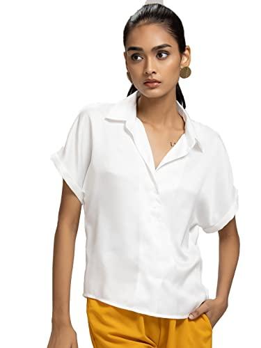 shaye melanie shirt | drop shoulder half placket white shirt