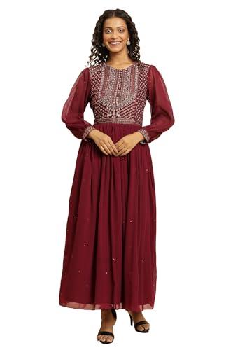 w for woman wine heavy embroidered festive dress_23auw19795-122789_s