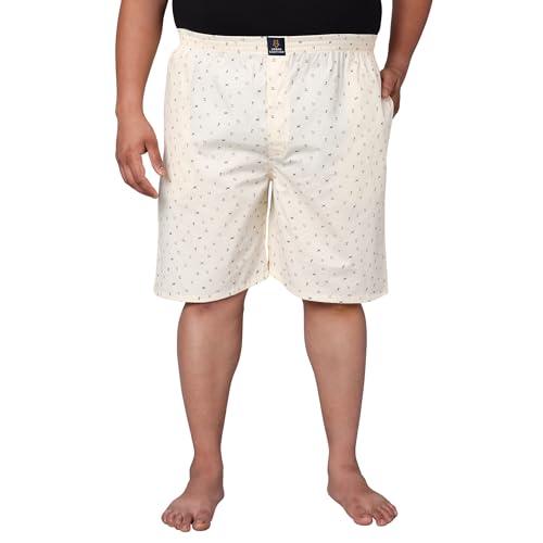 urban scottish men's plus size boxers | beige, 100% cotton | regular fit, mid rise | print pattern, 2- side pockets