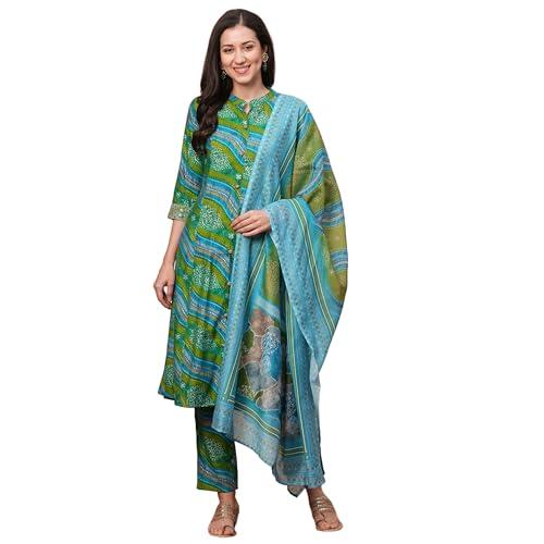 globus women kurta set (3641559004_green_xl)