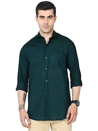 miraan men's linen cotton long sleeve casual shirt (siglinendarkgreenxl_dark green_x-large)