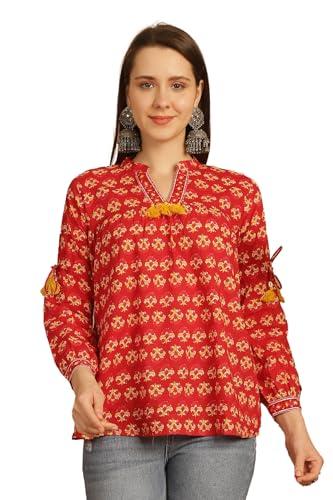 rajnandini women's pure cotton floral printed short top (jopljpr749-xxl_maroon_2xl)