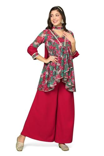 fashion dream women’s georgette top and palazzo suit set with dupatta (fdwset00072 mrn l_maroon_l)