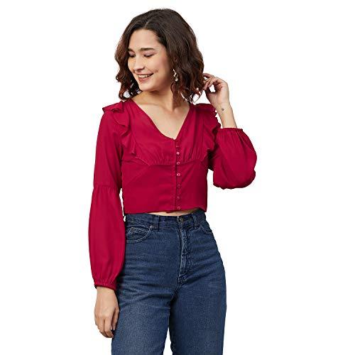 rare women's solid regular blouse (ep6211_red small)