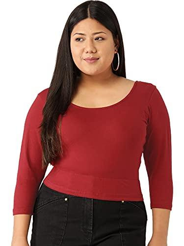 therebelinme plus size women's maroon solid color cotton crop fitted top(xxxxxxl)