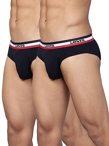 levi's men's cotton style #002a classic regular fit plain brief (pack of 2), navy_m