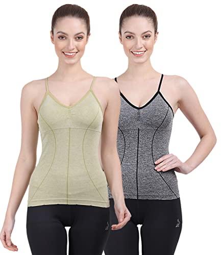 amour secret women lightly padded camisole green,grey free size - pack of 2 (s2023)