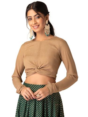 indya women's solid regular tops (itp01419_gold s)