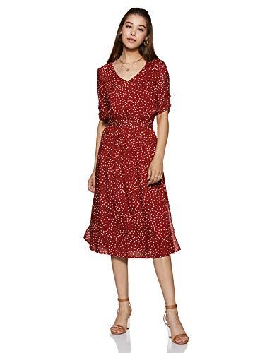 harpa women's synthetic a-line midi casual dress (gr6004_rust_l)