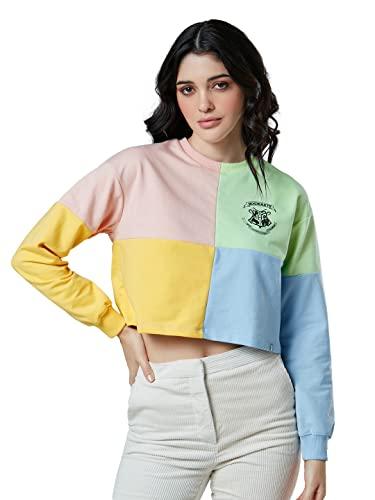 the souled store|official harry potterhouse colour block women and girls|full sleeve| loose fit graphic printed| 80% cotton 20% polyester multicolored color women oversized full sleeve sweatshirts