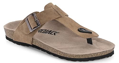 afrojack men's orginal leather sandals | casual sliders for boys s800 (beige, 10)