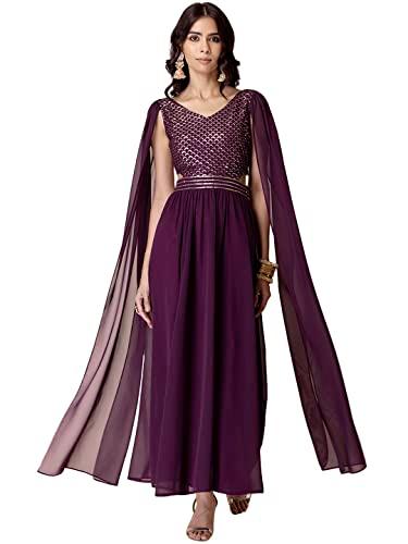 indya women's georgette regular tunic shirt (itn04280_purple_m)