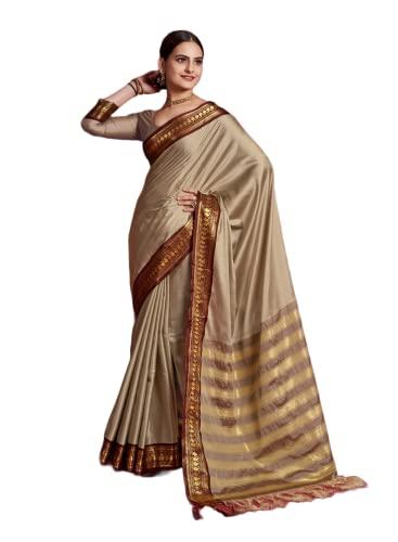 pandadi saree women's lichi silk sareee with unstitched blouse piece