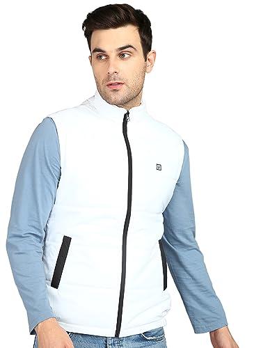 urbano fashion men's white sleeveless zippered puffer jacket (jakt-puff-slvless-white-m)