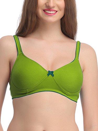 clovia women's cotton rich solid non-padded demi cup wire free t- shirt bra (br0584p17_light green_36b)