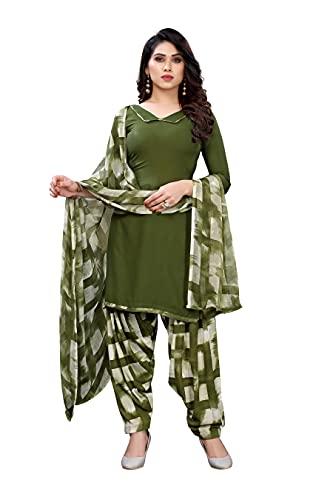 yashika women's crepe dress material (foram mehandi free size)