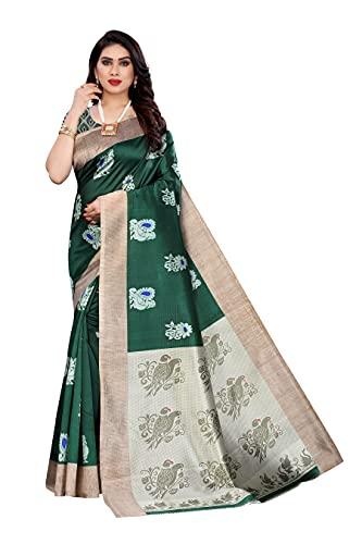 yashika women's jacquard art silk saree (kesar green