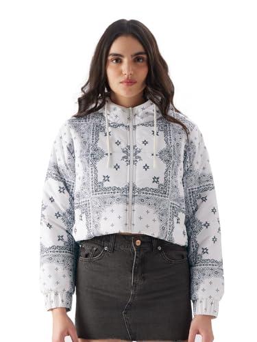 the souled store paisley passion women and girls long sleeve zipper front hooded neck puffer jackets