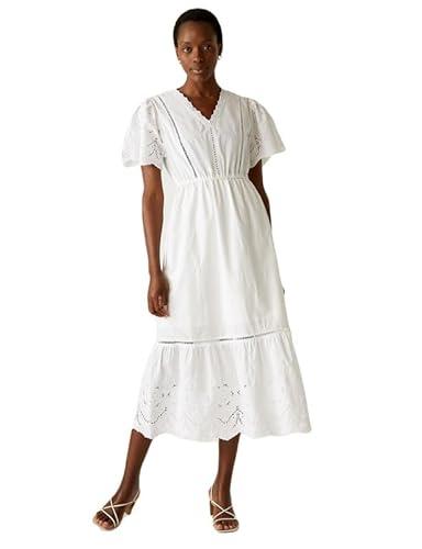 marks & spencer women's cotton fit and flare midi dress (t691645soft white_soft