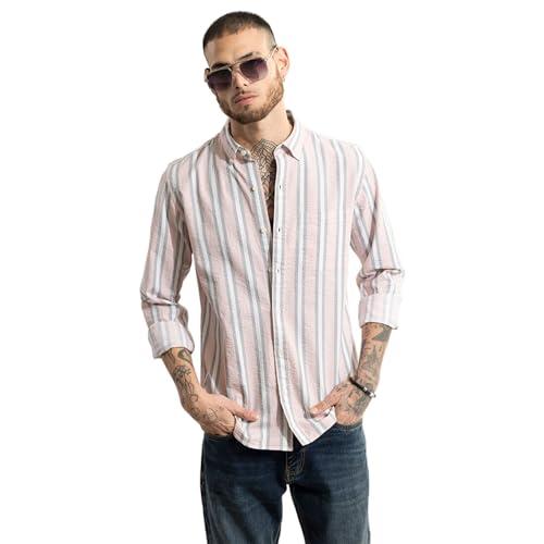 snitch light pink vertical striped shirt