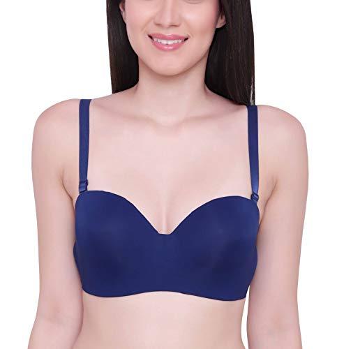 glamoras women's nylon spandex everyday padded t-shirt bra wired seamless stretchable comfort fit bandeau bras cup size-b to c, size-36, b-cup, blue