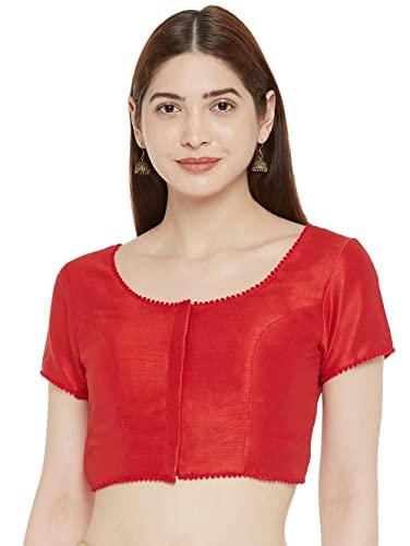 studio shringaar women's readymade polyester padded saree blouse with short sleeves.(red, 40)