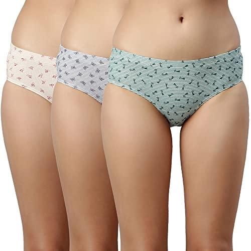 enamor women cr17 super comfort cotton hipster-mid waist panty - pack of 3 (colours may vary)(cr17_multicolorprint_l)