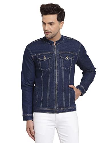 style quotient men blue denim jacket(aw21sqharleybasic_dnb-s)