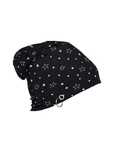 vimal jonney black printed cotton blended free size beanie cap for men-ring_cap_prt-no.1-blk_01