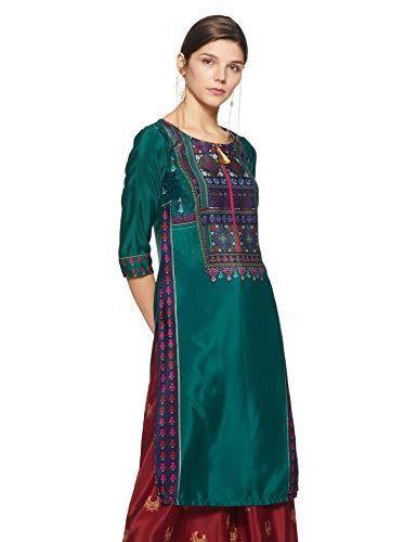 aurelia women's synthetic regular kurta (18aua10178-100231_green_xs)