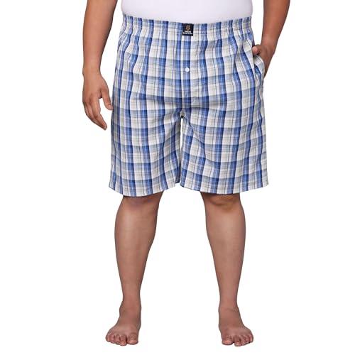 urban scottish men's plus size boxers | blue, 100% cotton | regular fit, mid rise | checks pattern, 2 side pockets