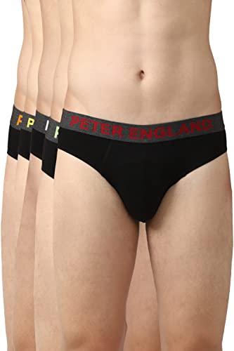 peter england men's cotton blend classic briefs (pack of 5) (pebfmrgbg10711_black_l)